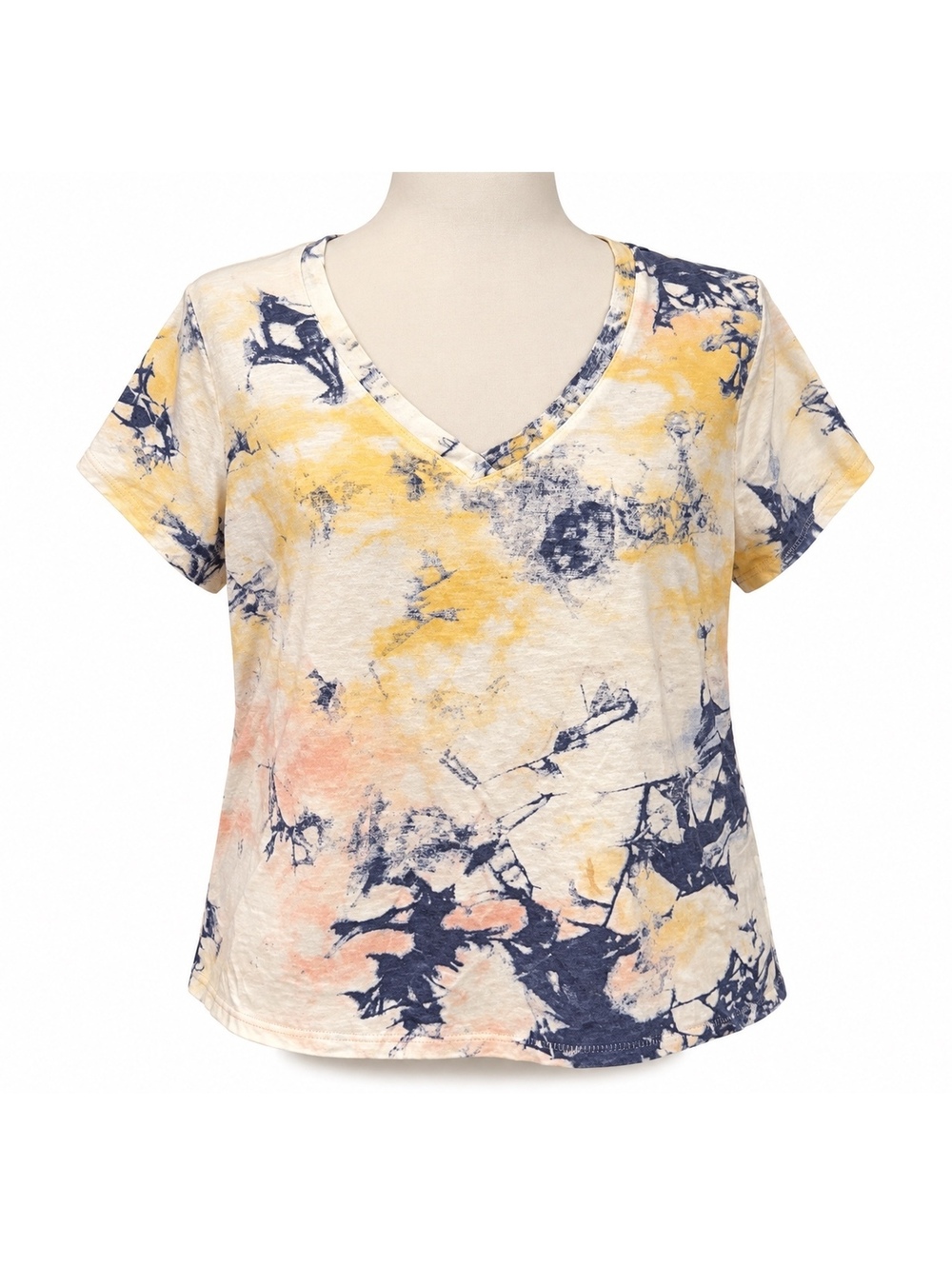 Sonoma Goods for Life XXL Petite Abstract Floral V-Neck Cotton Tee